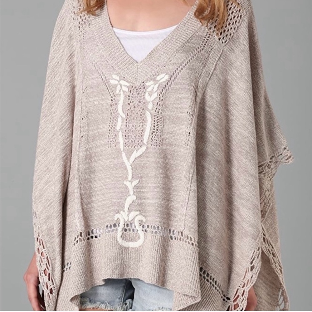 Free People Precious Pointelle Poncho Size Small